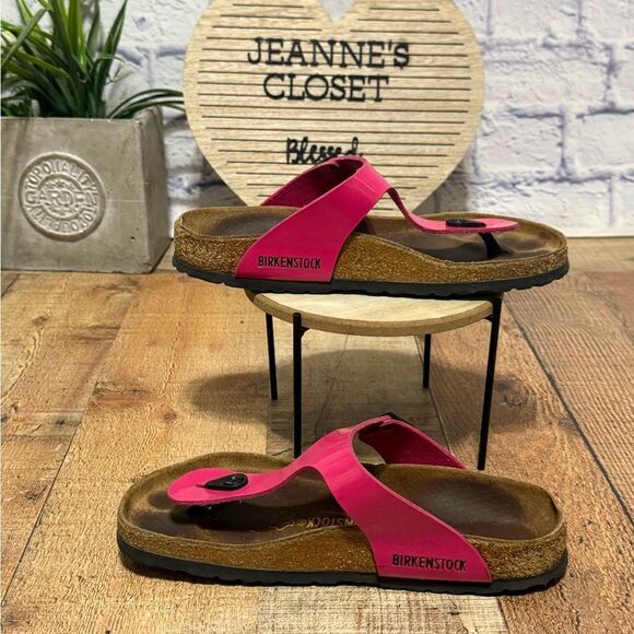 Birkenstock Womens Gizeh Patent Hot Pink Regular Width Size 38 - L 7 US - Picture 3 of 13